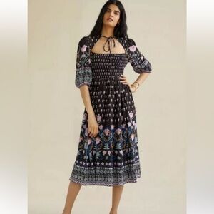 Anthropologie Dasha Smocked Midi Dress